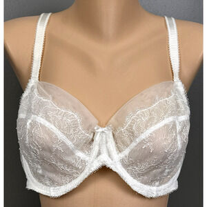 Paramour Women's Amber Full Support Unlined Bra Size 42C White Semi-Sheer 115014